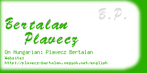 bertalan plavecz business card